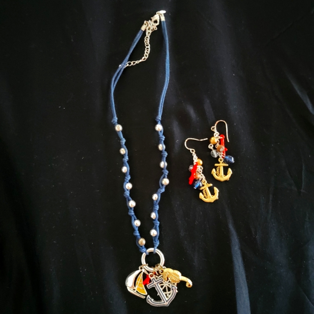 Avon nautical earring and necklace set